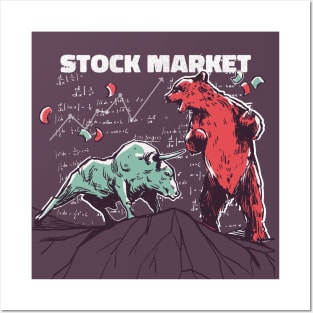 Stock Market Bear Vs. Bull Posters and Art